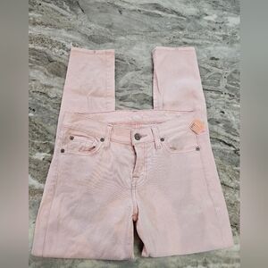 7 For All Mankind Cropped Skinny Jean Sunrise Pink, size 25